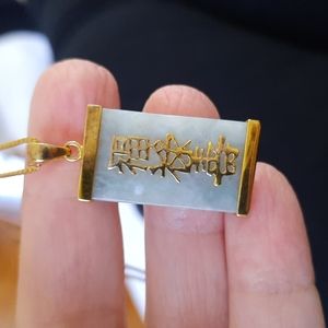 Jade pendant and chain goldplating over 925
